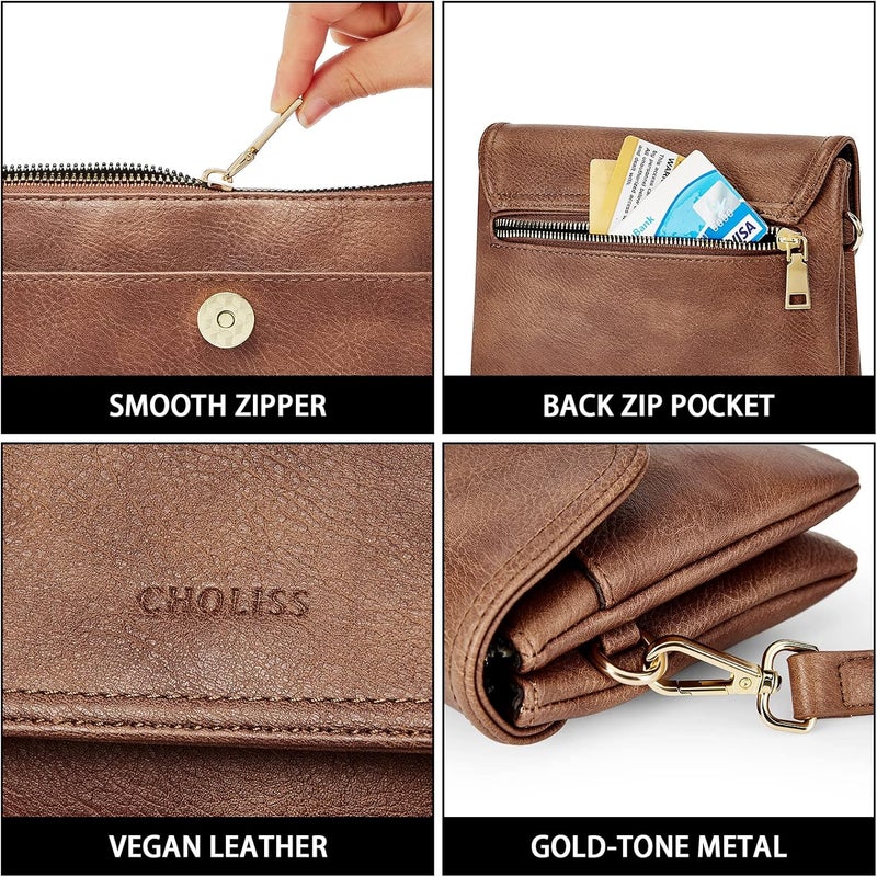 CHOLISS Small Crossbody Bags for Women, Vegan Leather Cell Phone Purse, Mini Travel Purse with Adjustable Strap Womens Gifts - Image 5